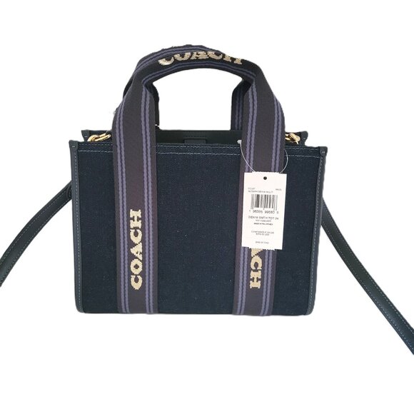 Coach CCL67 Denim Smith Tote 24 Crossbody Handbag Dark Denim Multi Top Handle - Picture 4 of 7